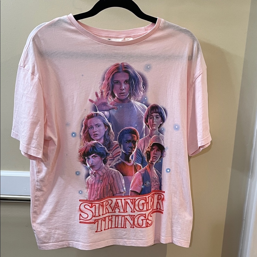H&M Pink Stranger Things Graphic Tee